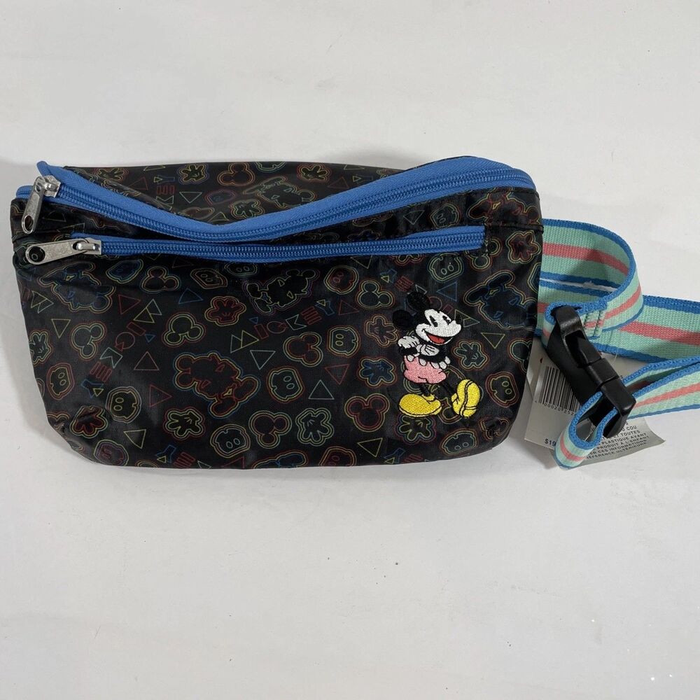 Vintage Disney Parks Mickey Mouse Fanny Pack Waist Bag Embroidered 90s RARE